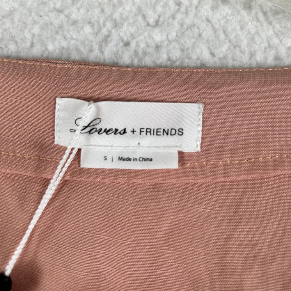 Lovers + Friends Shirt Womens‎ Small Pink Button Front Puff Sleeve Linen Blend - Picture 4 of 12